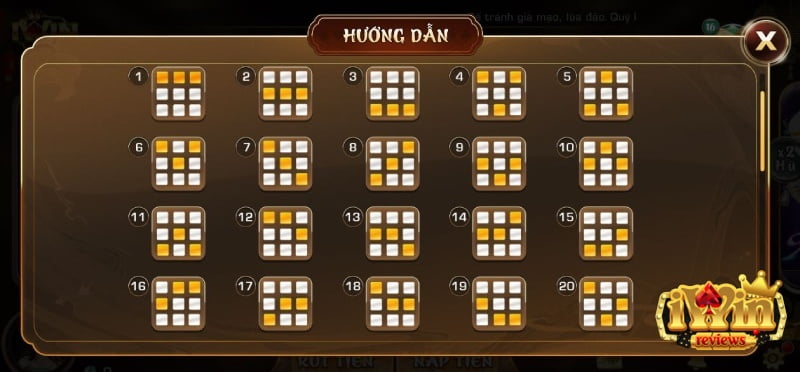 Các dòng trúng thưởng trong game Phúc Mãn Đường 