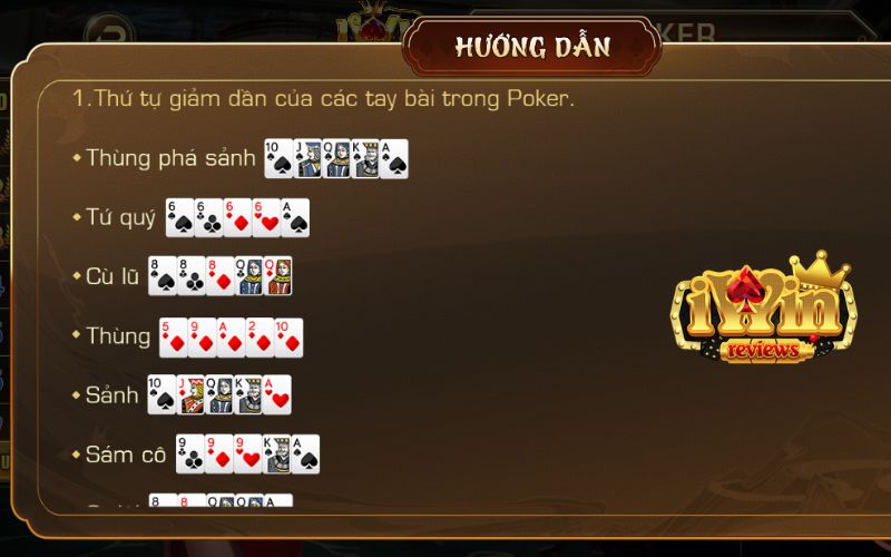 Luật chơi bài Poker Iwin cơ bản